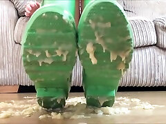Green Hunter Boots Banana Squash