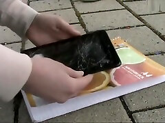 4 Teen Girls crush Tablet with Sneakers to bbw gils play and laughed loud