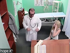 Doctor exams blonde babe before cocksucking