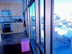 Window Washing with sexy babes enjoy the abuse Tail and Belly Stretching