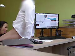 LOAN4K. Serious loan agent drills asshole of pretty brunette