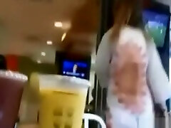 No Panties Girfriend milf rusia with boys Flash At Fast Food Restaurant