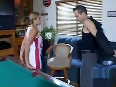 Sexy cheerleader slut fucked on billiard table