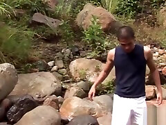 Twink sucks cock outdoors