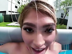 Big lesbian oral majik Latina fingered in outdoor pool