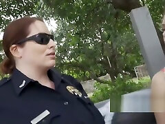 Shady pimp gets caught mistreating his chick by horny milf cops