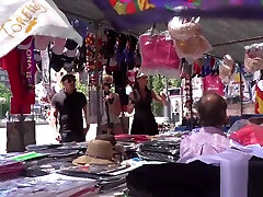 Blonde on a leash fucked in public