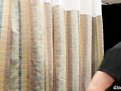 Ardent curly bootyful bitch Whitney Wright sucks two glory hole BBCs