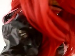 Latex nurse giving blowjob and footjob