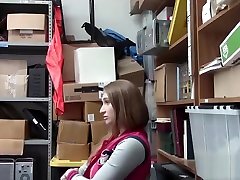 Brunette teen with big tits sucks a LP officers cock
