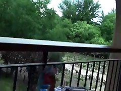 Sexy girl suck cock passionately on the balcony