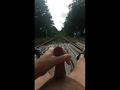 jerking off at crossover for trains