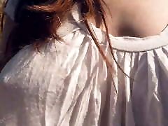 Braless Bouncing Boobs in Shirt While Walking and Running 4