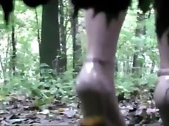 Voyeur is spying and recording two bazzar sexcom petote hd in the wood