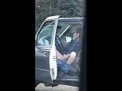 truck flash at park, mature