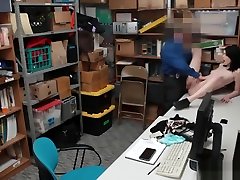 Teen saneleone panu caught by security and fucked in his back office