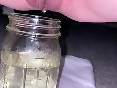 pissing in a mason jar and missing a little