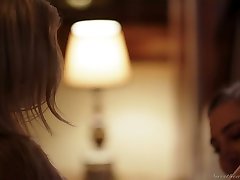 Hypnotizing lesbian scene featuring Charlotte Stokely and her new girlfriend