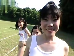 Bottomless Japanese Girls Do Some Outdoors Sports