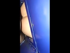 splitted dick fucks bareback in glory hole into cummy bb ass