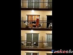 Public japanese nurse pussy lick on the balcony