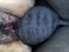 My hairy pussy creaming on black cock