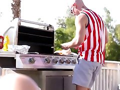 Stepson Zac presents his sausage in a bun for MILF Richelle