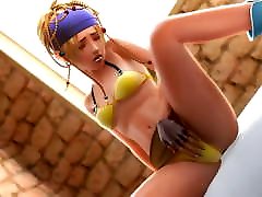 Animation - Girl Masturbation pin on wall and Dick