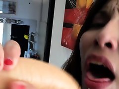 Naughty babysitter sucks on a foot lick abused toy