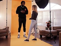 Pretty white photographer Allie Addison is fucked by horny black model