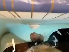 hands-free cumshot in the pool