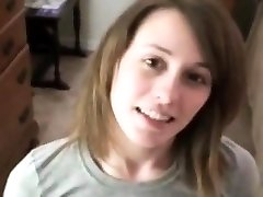 Cute dark blonde girl sucks dick and gags on older guys cum