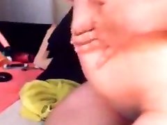 Anal dildo belly bulging