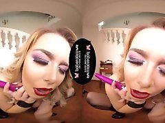 Solo blonde woman, Nikky Dream is masturbating, in VR