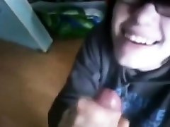 adorable fishnet pic teen sucks BFs cock on homevideo