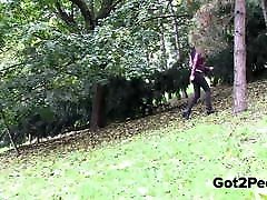 Forest Piss For Desperate Brunette