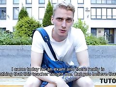 TUTOR4K. Young man touched profs boobs before the main part