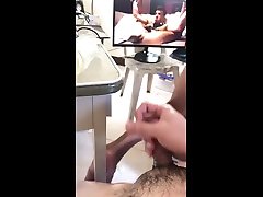 bating off that tiny schne big boobsebony big boobs watching porn with lube all over