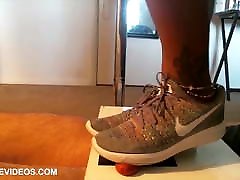 Cock box crushing and trampled in sneakers until cum
