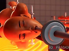 Fucking machine. Hot ebony in restraints and fat crazy chef