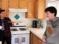 Ember Snow taking two big horny cocks one at a time