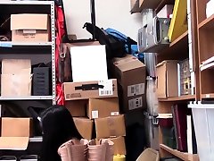 Ember kneels and start sucking dudes boner