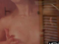 Blue-eyed beautys perfect breasts jiggle as she masturbates hard