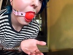 Gagged solo voluptuous In Front Of Window