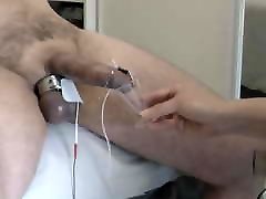 Real woman milks my husband with e-stim