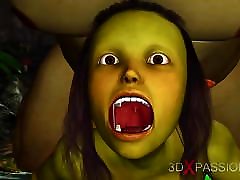Crazy sex in enchanted forest! Huge cock and female goblin
