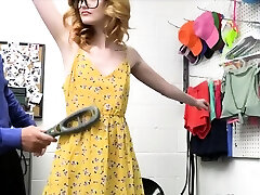 Nerdy blonde busted with stolen hand coke so she gets fucked
