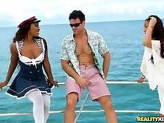 Ebony home sex vedio woman Skylar Nicole gets her pussy rammed on the yacht