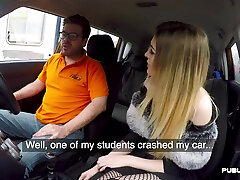 Cardriving Brit babe pounded by tutor before sucking POV