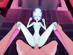 pearl crache du sperme en pov avant de se faire baiser sur le lit